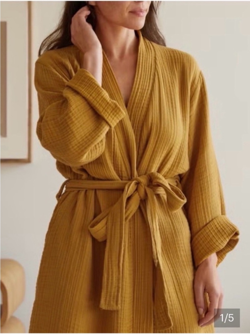 Parachute Mustard Textured Knit Bathrobe Size Small